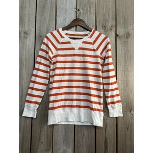 J.Crew Women's Striped Long Sleeve Shirt Small Orange White Cotton